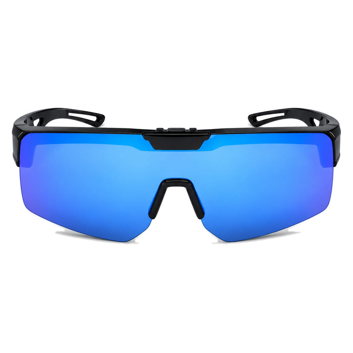 Lunettes de soleil par-dessus SUROÎT miroir bleu, vue de face