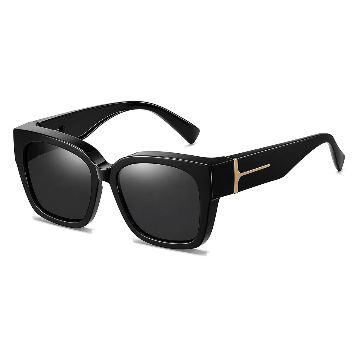 Lunettes de soleil par-dessus VESPRA, grande monture carrée noire, verre fumé